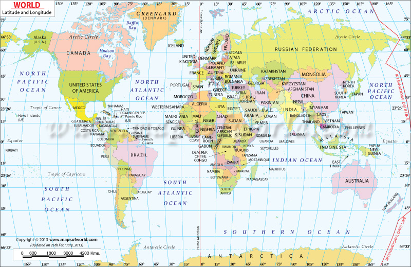 World Map With Latitude And Longitude Coordinates Lesson 2: Latitude and Longitude   WORLD GEO